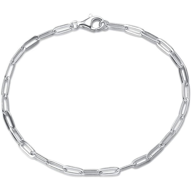 Fancime - Sterling Silver Paper Clip Link Chain Bracelet Dainty ...