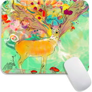 Hokafenle Watercolor Hunting Deer Square Mouse Pad, Custom Waterproof&Anti-Slip Rubber Base Gaming Mouse Mat, Mousepad