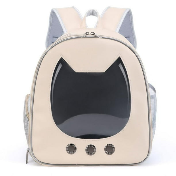 Bolsa de lona para gatos, mochila portátil de PU para perros y gatos, bolsa de viaje para mascotas (v7r0)