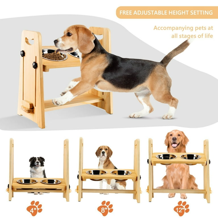Multi-level Adjustable Elevated Dog Table and Bowls – WOOFELITE