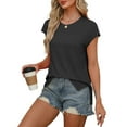 thumbnail image 3 of Jalioing Women's T Shirt Summer Casual Short Sleeve Side Slit Loose Shirts Basic Crew Neck Tees Tops, 3 of 7