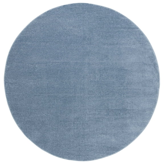 SAFAVIEH Vision Zayden Solid Polyester Area Rug, Blue, 6'7" x 6'7" Round