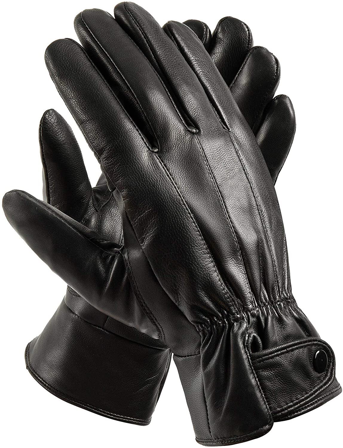 Fancy Women's 100% Genuine Lambskin Leather Wrist Gloves Black 