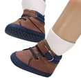 thumbnail image 3 of Otqutp Soft Sole Shoes for Toddler Baby Girls and Boys Warm Shoes Soft Comfortable Canvas Toddler Home Shoes High Tops Round Toe Boots(Brown,12-18 Months), 3 of 5