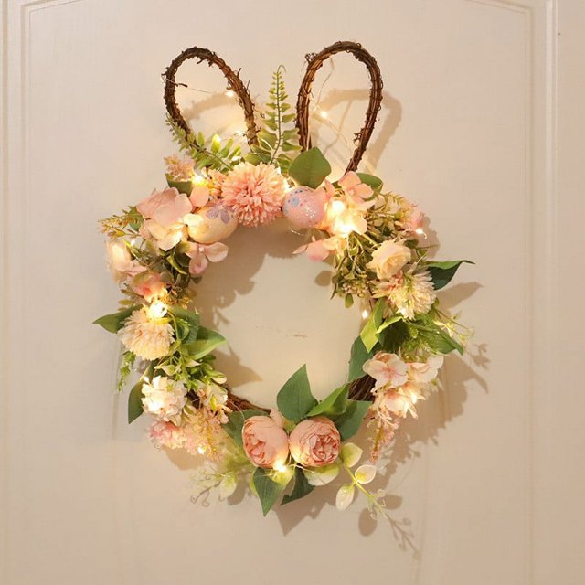 Fiudx Liquidación navideña Simulación de corona de Pascua para colgar en la pared, puerta, decoración de Pascua, guirnalda para sala de estar familiar