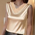 thumbnail image 4 of Mittory Women's Silk Satin Camisole Tank Tops V Neck Sleeveless Spaghetti Straps Blouse Casual Racerback Shirt, 4 of 8