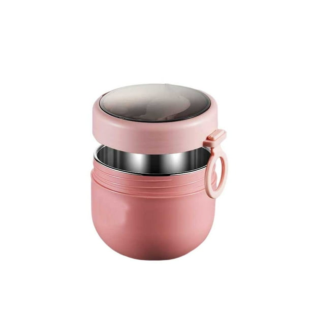 Moyic Fiambrera de 600ml de acero inoxidable, portátil, para escuela, senderismo, comida, frutas, contenedor de desayuno, fiambrera lavable para Mostrada Rosado Moyic HA072903-03