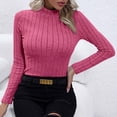 thumbnail image 4 of LNGOOR Women‘s Long Sleeve T Shirts Mock Turtleneck Stretchy Slim Tight Tops Knit Ribbed Basic Tee Base Layer, 4 of 7