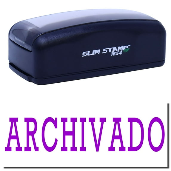 Large Pre-Inked Archivado Stamp, Slim 1854, Ultra Slim Design, Impression Size 1-13/16" by 2-1/2", Up to 25,000 Impressions - Purple Ink