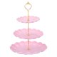 thumbnail image 1 of Soporte para cupcakes de 3 niveles Uxcell, bandeja de servicio redonda de 15/20/25 cm para cupcakes, decoración de mesa de frutas y postres para fiestas de cumpleaños, rosa (Ripple), 1 of 6