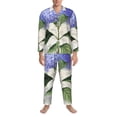 thumbnail image 3 of Sikiie Vintage Flower Mens Pajama Set, Soft Warm Long Sleeve Sleepwear, Cozy Button-Down Pjs for Men-Small, 3 of 7