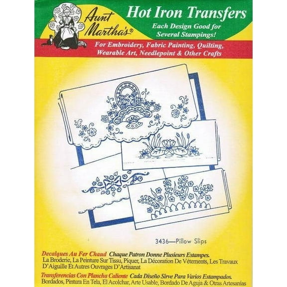 Aunt Martha's Pillow Slips Hot Iron Embroidery Transfer