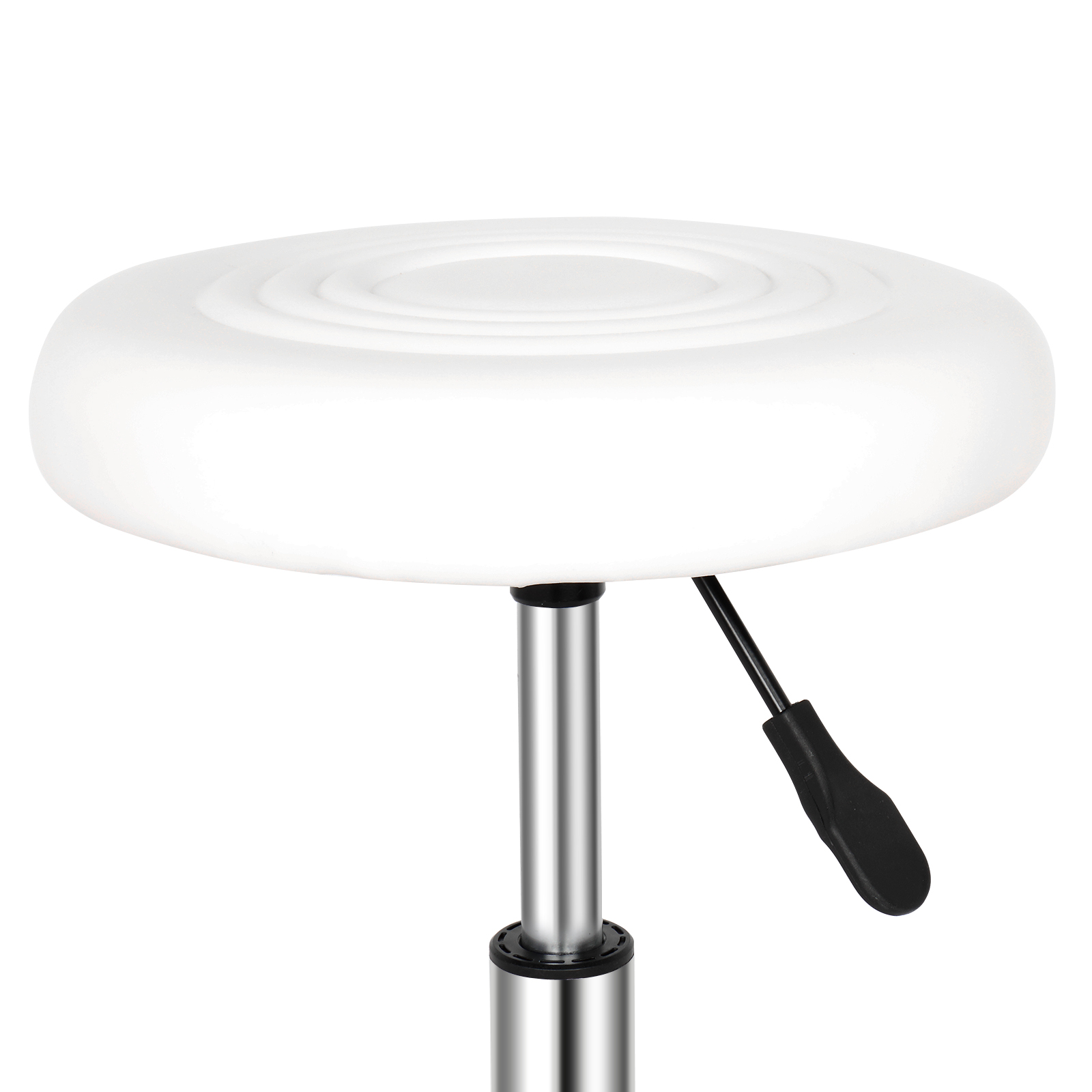 Round Stool with Lines Rotation Bar Stool, White