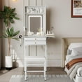 thumbnail image 7 of Small Vanity Desk Set with 3 Adjustable Lighted Mirror&Charege Station,White Dressing Table with 2 Drawers and Fold-up Panel for Bedroom, 7 of 7