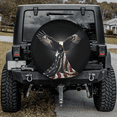 thumbnail image 2 of Lotusprinthandmade US Flag Patriotic Eagle Spare Tire Cover With Backup Camera Hole 6 Sizes (33 in.), us flag tire cover, patriotic eagle tire cover, america flag spare tire cover, 2 of 6