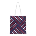 thumbnail image 1 of DouZhe Reusable Grocery Bags, Patriotic Red White Blue Stripes Lightweight Polyester Canvas Cloth Tote Bag for Travle Gym Shopping School, 15" x 16", 1 of 7