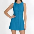 thumbnail image 6 of Women's Summer Button Down Mini Dress Round Neck Sleeveless Work Dresses Elegant Casual Tennis Dress Golf Athletic Dress, 6 of 9