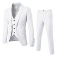 thumbnail image 2 of Joernso 3Pcs/Set Men Suit Set Slim Fit Formal Prom Wedding Tuxedo Suit Jacket Vest Pants Set Solid Color Business Outfit, 2 of 7