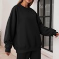 thumbnail image 4 of Garbnen Crew Neck Sweatshirt Women Fleece Women Long Sleeve Shirt Casual Fall Winter Warm Oversized Trendy Womens Pullover Black XXL, 4 of 7