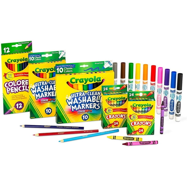 Material Escolar Crayola para Niñas y Niños, Crayones, Marcadores y Lápices de Colores, Regalos, 80 Piezas
