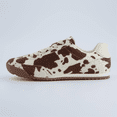 thumbnail image 5 of Cushionaire Techno Women’s Vegan Cow Print Calf-Hair Lace-Up Sneakers with Memory Foam Comfort, 5 of 25