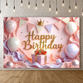 thumbnail image 5 of Pink Theme Birthday Banner Colorful Balloons Happy Birthday Backdrop for Birthday Party Photo Shoot Celebration, 5 of 8