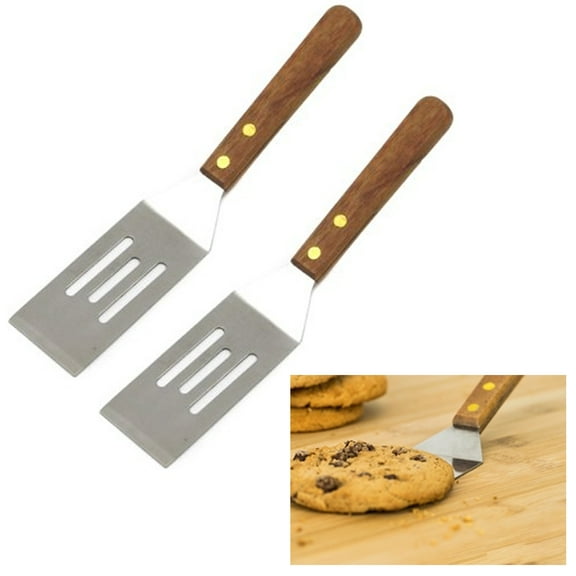 2 Pc Chef Craft Small Slotted Cookie Spatula Stainless Steel Wood Handle Kitchen