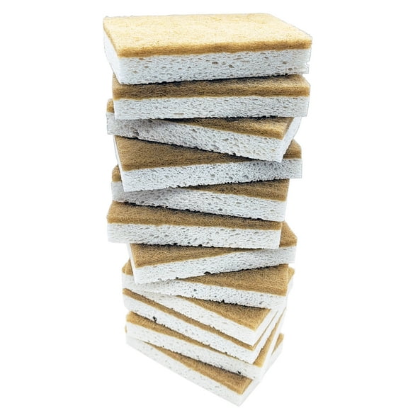 12-Pack Sisal and Natural Cellulose Scrub Sponges - 100% Biodegradable