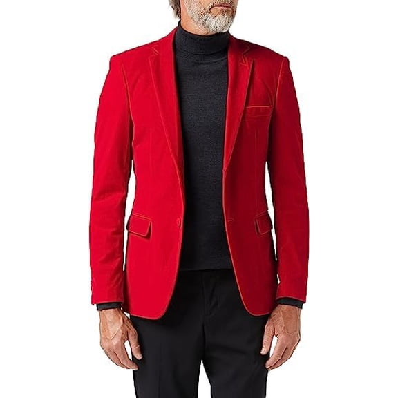 Men’s Velvet Blazer Classic Smart Casual Tailored Fit Wedding Suit Jacket