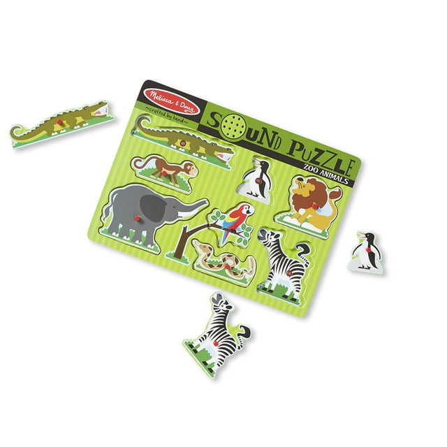 Rompecabezas de Clavijas de Madera Melissa & Doug Zoo Animals con Efectos de Sonido 8 Piezas