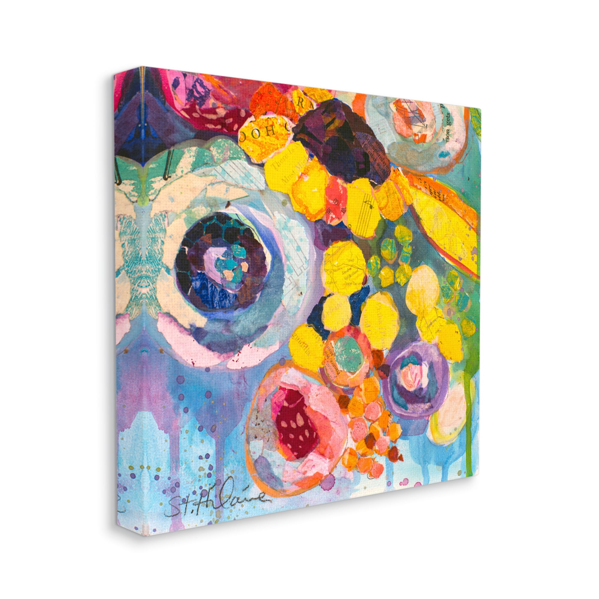 Stupell Industries Abstract Bold Flower Painting Abstract Painting Gallery Wrapped Canvas Art Print Wall Art, 30 x 30
