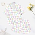 thumbnail image 6 of XIAOCHA Women's Easter Egg Floral Print Pajama Set Loose Short Sleeve Notched Collar Sleepwear Soft Cheerful Sleep Pajamas Set, 6 of 7