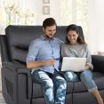 thumbnail image 2 of Loveseat Recliner, Double Recliner with Adjustable Footrest/Cup Holder/Side Pocket, RV Wall Hugger Reclining Loveseat, 2-Seater Reclining Sofa Couch for Living Room & Home Theater, 2 of 8