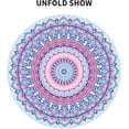 thumbnail image 4 of Blue Pink Bohemian Round Tablecloth 60 Inch Mandala Boho Indian Floral Geometric Washable Wrinkle Stain-Resistant Table Cloth Polyester Table Cover for Kitchen Dinning Party Holiday, 4 of 5