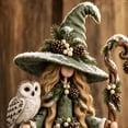 thumbnail image 3 of Christmas Forest Witch Resin Tabletop Figurine, Snowy Pine Tree Dress Witch Statue with Staff, Winter Holiday Mantel Shelf Decor for Home Party 1PC, 3 of 5