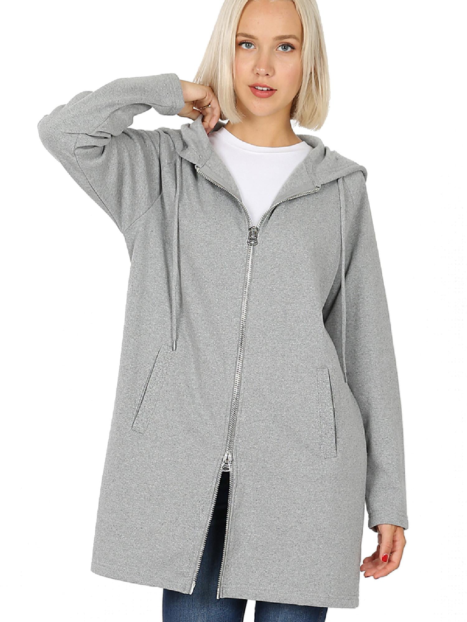 MixMatchy Women's Casual Oversized Loose Fit Long Sleeve Zip Up ...