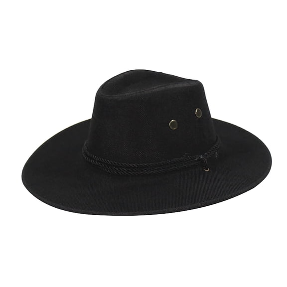 VLOOCKLW Men's Classic Western Brown Cowboy Hat with Leather & Metal Embellishments Outdoor Travel Sun Hat Casual Daily Wear Cap