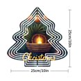 thumbnail image 3 of Metal Hanging Christmas Tree Wind Spinner - Festive Garden Decoration with Concentric White Lines & Glowing Candle Design, 3 of 7