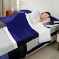 thumbnail image 4 of Manfei Abstract Geometric Queen Sheets, Blue Gray Black WhiteSquare Queen Sheet Sets, Black Reversible 4pcs1 Flat Sheet + 1 Fitted Sheet + 2 Pillowcases, 4 of 6