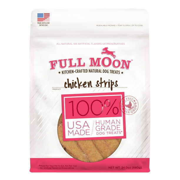 Full Moon All Natural Human Grade Dog Treats, Chicken Strips, 24 Oz
