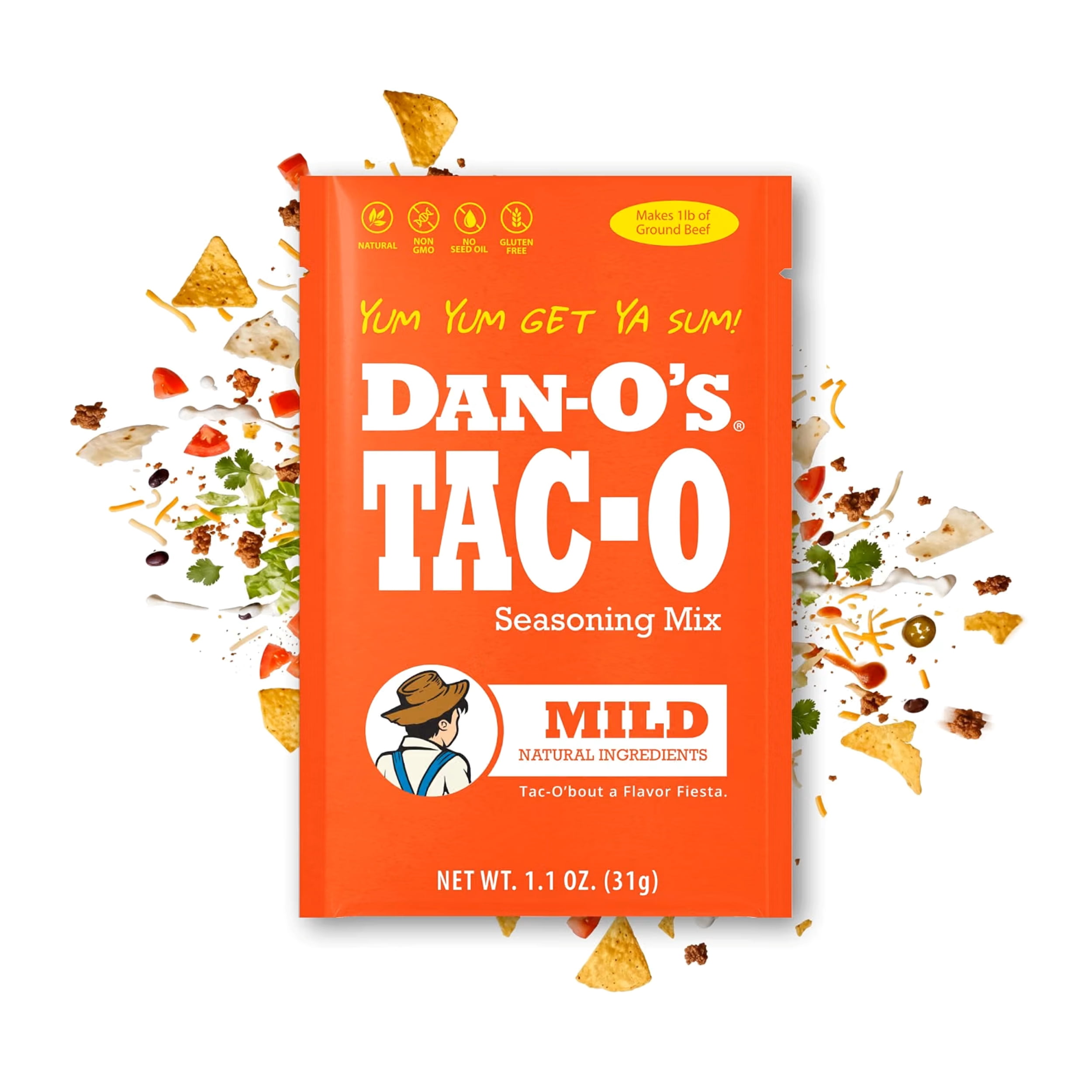Dan-O's Tac-O Mild Seasoning Mix Single Serving Pack 1.1 oz