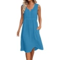 thumbnail image 3 of SROBPTY Summer Dresses for Women Solid Sleeveless Crew Neck Mid-Length Sundress for Daily Wear, 3 of 5