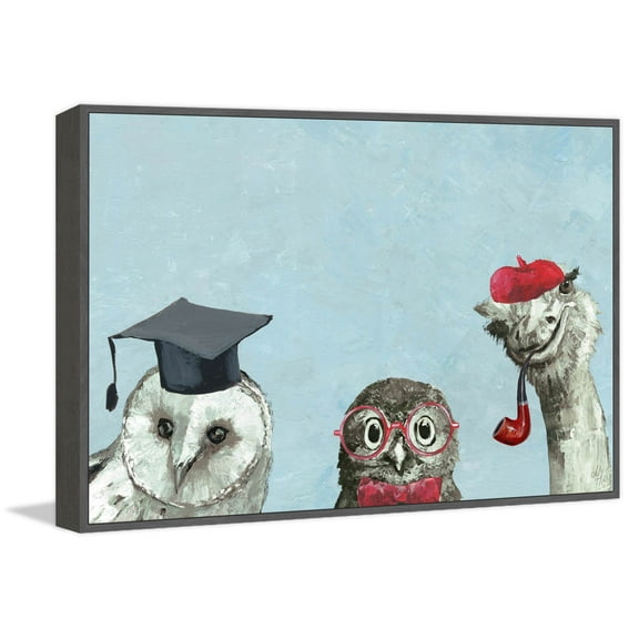 Brainy Birds Floater Framed Painting Print on Canvas