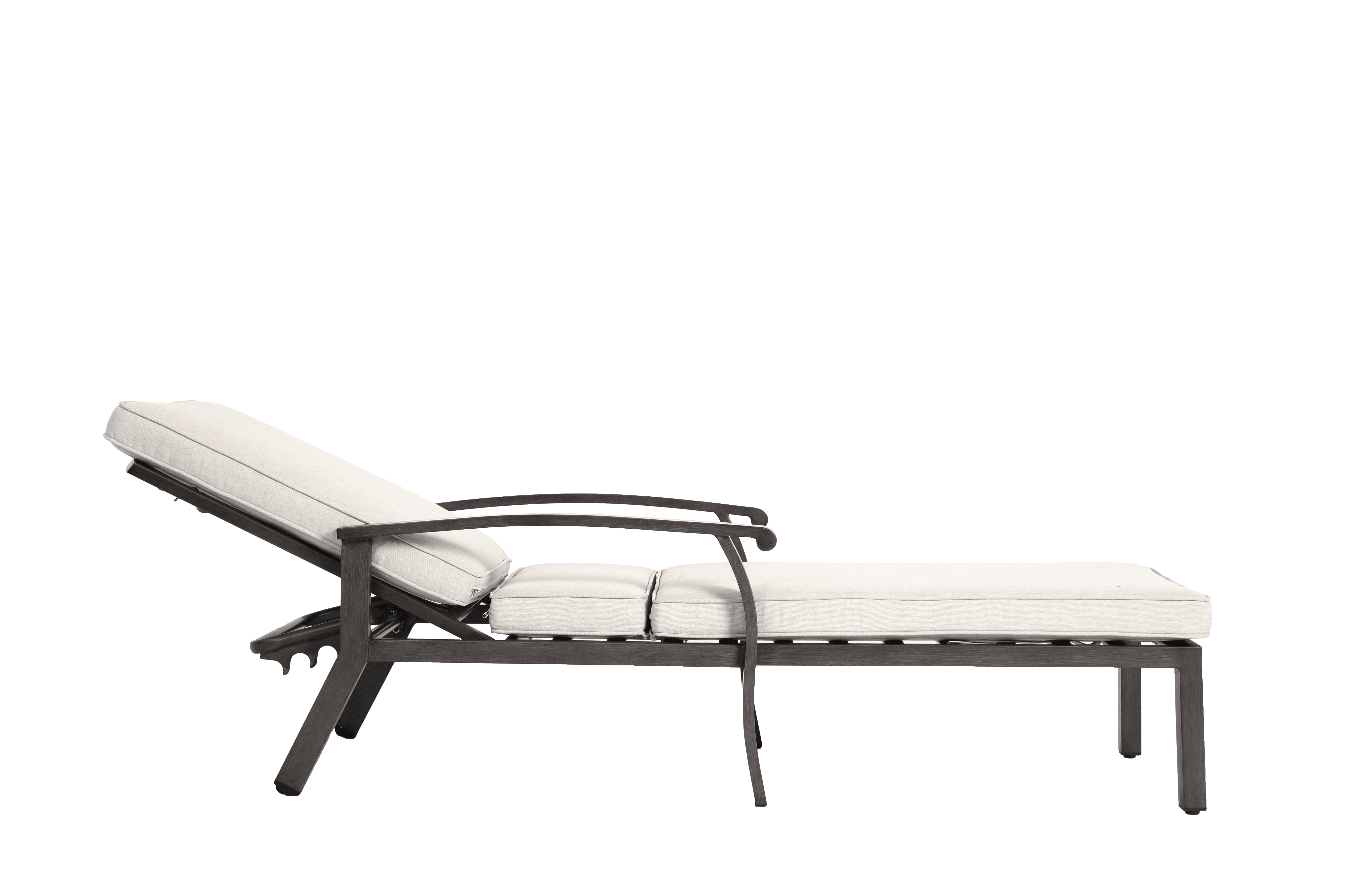 Aluminum Cast Poolside Chaise Lounge with 5 Adjustable Reclining Positions and Wheels, Weather-Resistant Outdoor Lounger for Patio and Deck, Beige