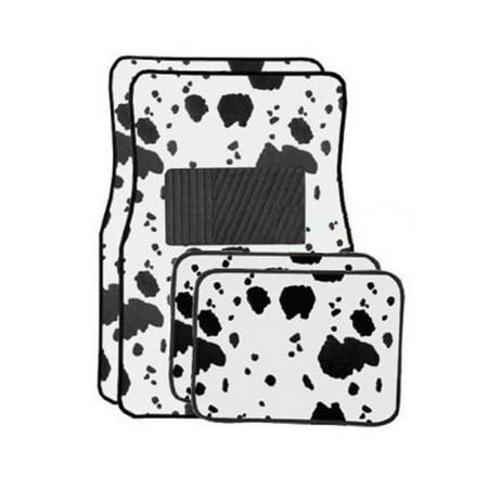 Front And Rear Cow Print Carpet 4 Piece Car Truck Suv Floor Mats