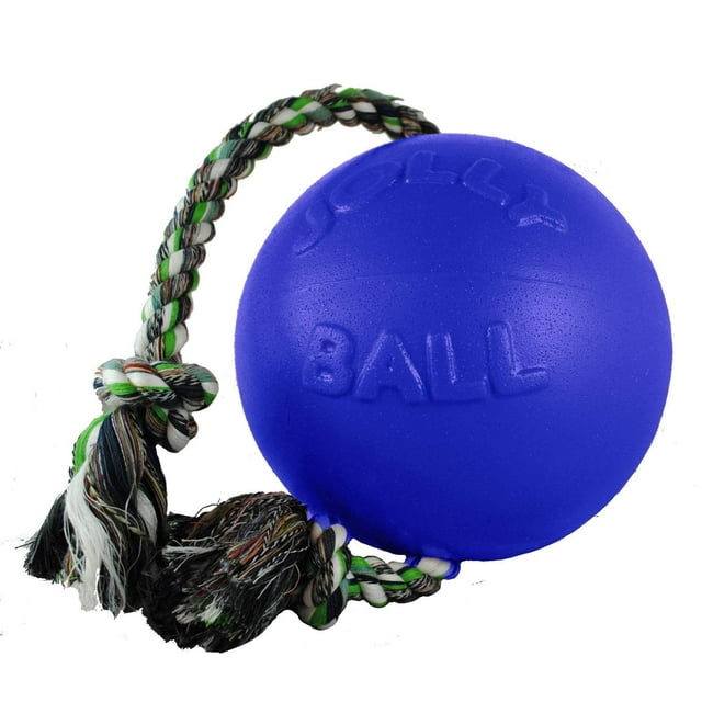 Juguete para Perro Jolly Pets Azul Cuerda con Pelota 6 Pulgadas Mediano
