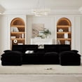 thumbnail image 6 of Vinform 124" U Shaped Cloud Couch Sectional with USB Charging, Hidden Storage, Cup Holders & Double Chaise, Black, 6 of 7