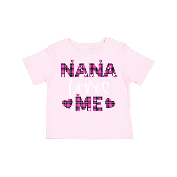 Inktastic My Nana Loves Me Hearts in Pink Plaid Boys or Girls Toddler T-Shirt