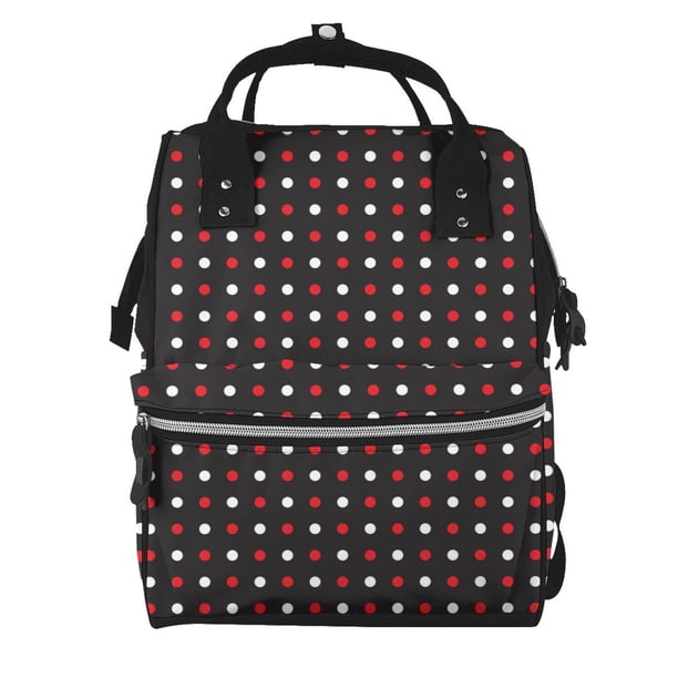 Disketp Red and white polka dots Mochila de Pañales de Gran Capacidad con Múltiples Bolsillos, Mochila de Viaje Multifuncional para Bebé, Unisex, Moderna y Resistente