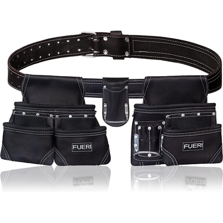 Leather Tool belt for carpenters 9 pockets Tool Pouch for electricians Framers